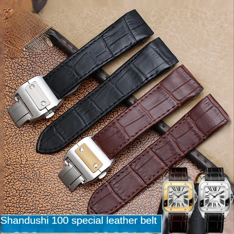 Cartier Watch Santos - Lederen Horlogeband voor Cartier Santos 100